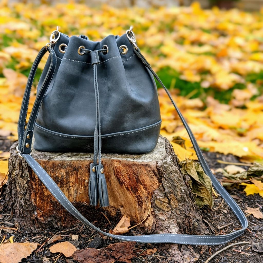 Thread & Maple Art & Crafting Tool Accessories Black Thread & Maple - Leather Mini Bucket Bag