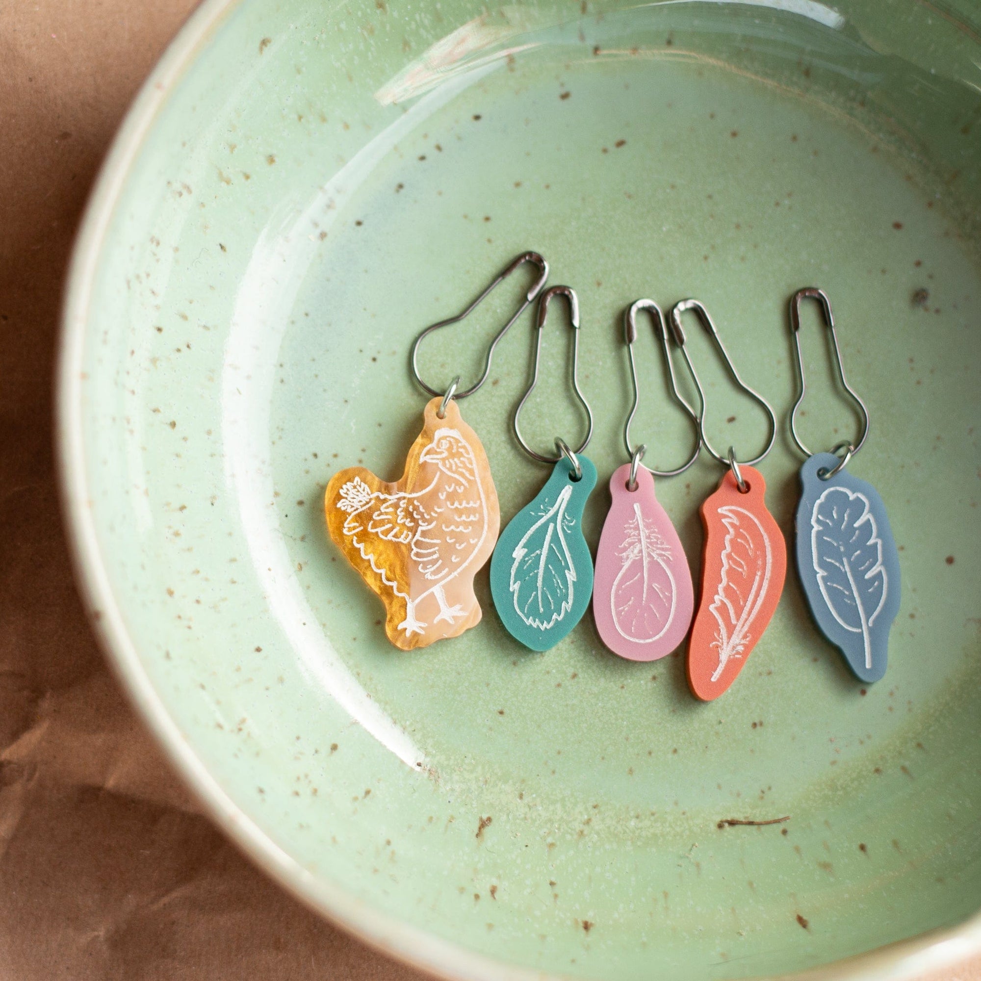 EleventyOne Windmills EleventyOne Windmills - Flock & Feather Coloured Acrylic Stitch Marker Set