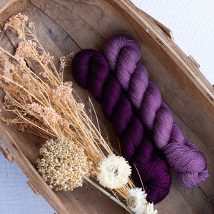Louie & Lola Yarns Cabernet & Mauve Ambah O'Brien - SOL Shawl MKAL Kits - Merino Silk Yak Fingering