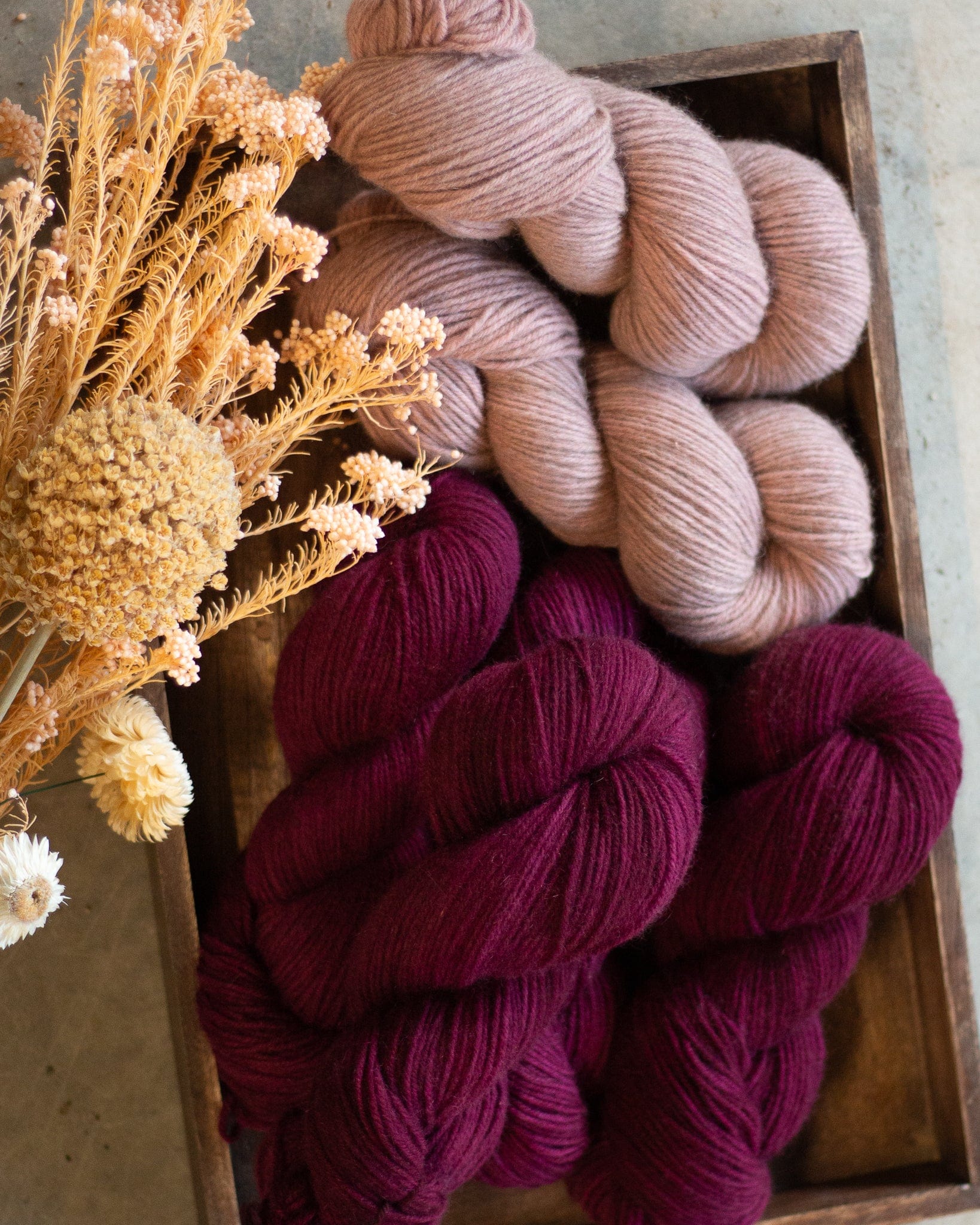 Louie & Lola Yarns Cabernet & Rose Dust / Sizes 1-3 Vera Loves Knitting - Homey Cardigan Kit - Merino Possum DK