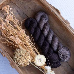 Louie & Lola Yarns Cedar & Stone Ambah O'Brien - SOL Shawl MKAL Kits - Merino Silk Yak Fingering