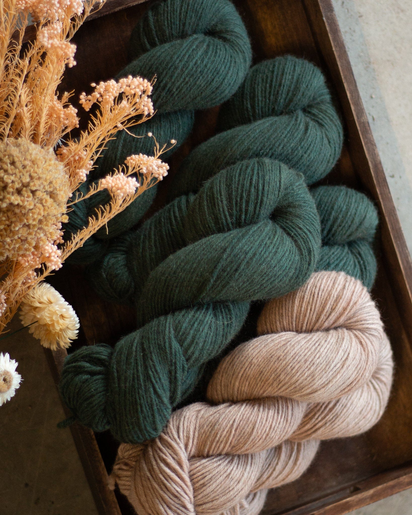 Louie & Lola Yarns Kelp & Chai / Sizes 1-3 Vera Loves Knitting - Homey Cardigan Kit - Merino Possum DK