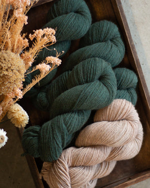 Louie & Lola Yarns Kelp & Chai / Sizes 1-3 Vera Loves Knitting - Homey Cardigan Kit - Merino Possum DK