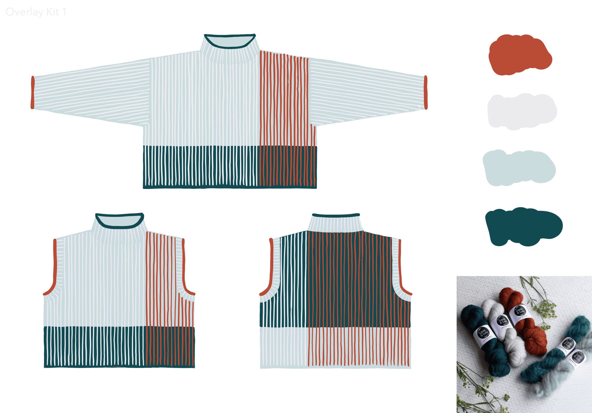 Louie & Lola Yarns Overlay Sweater & Vest - Cormo Fingering & Mohair Silk Lace - Kit 1