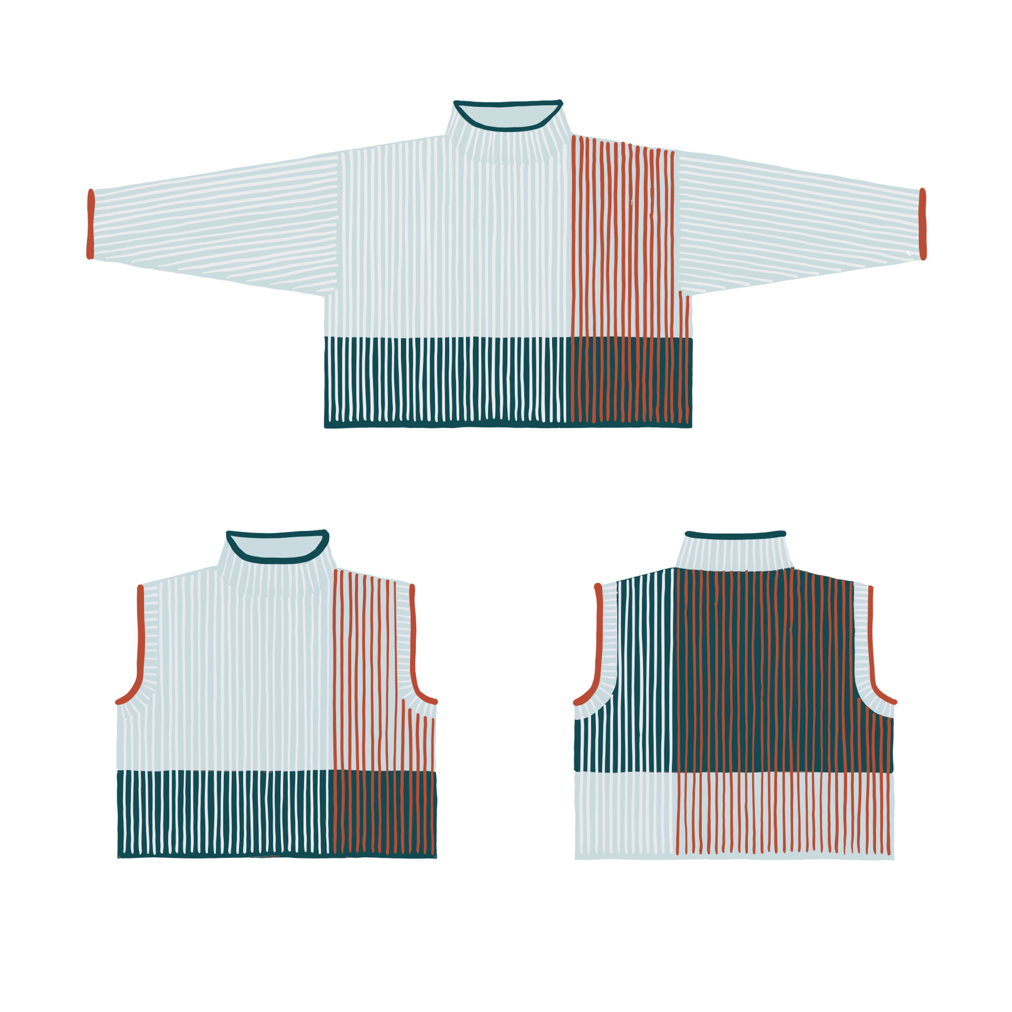 Louie & Lola Yarns Overlay Sweater & Vest - Cormo Fingering & Mohair Silk Lace - Kit 1