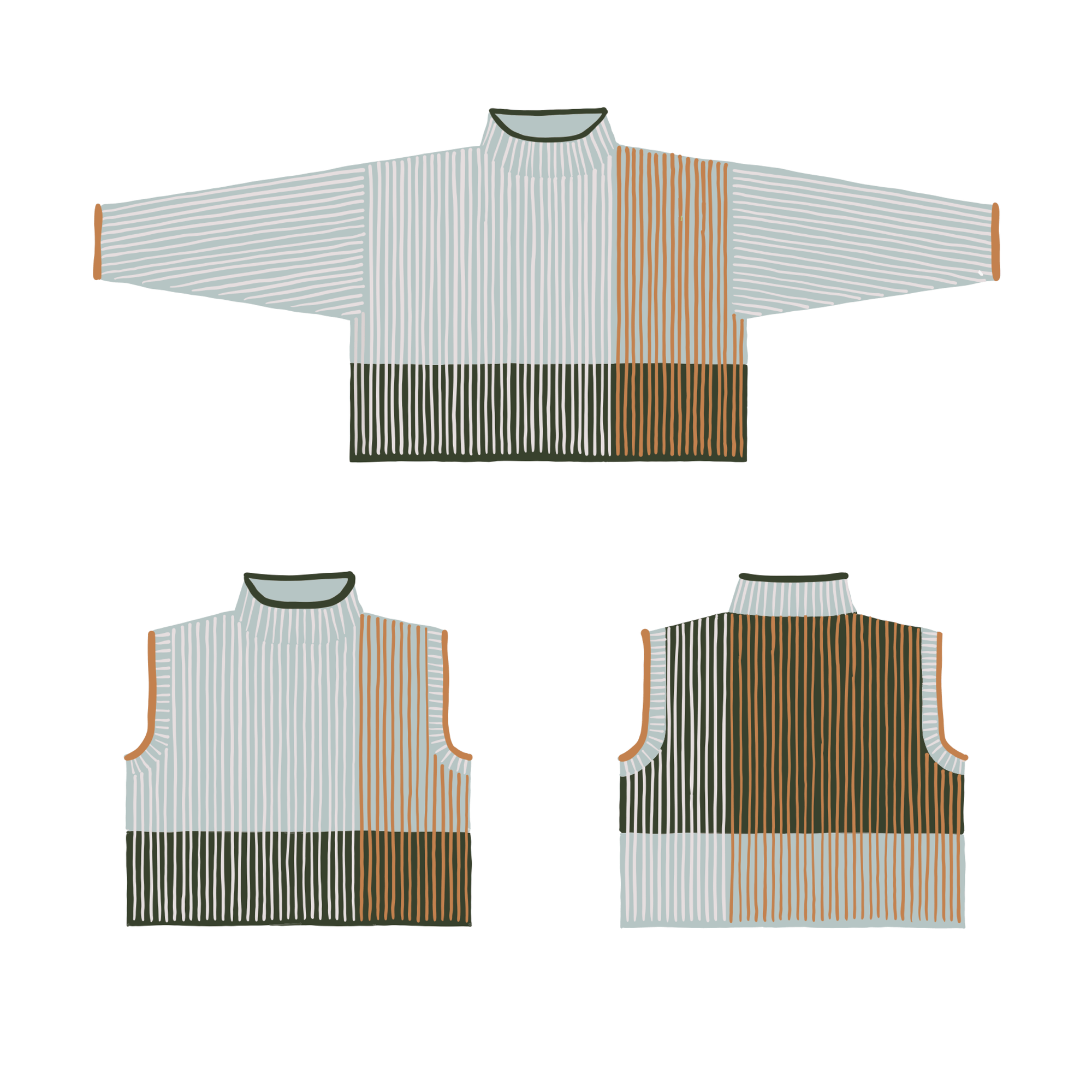 Louie & Lola Yarns Overlay Sweater & Vest Kits - Cormo Fingering & Mohair Silk Lace - Kit 2