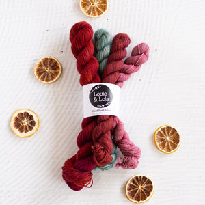 Louie & Lola Yarns Set 3 Merino Yak Nylon Sock - Christmas Party OOAK Sets