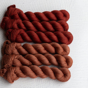Louie & Lola Yarns Sunde Pullover & Sleeveless Top - Kit 4 - Red Hearth + Salmon Run