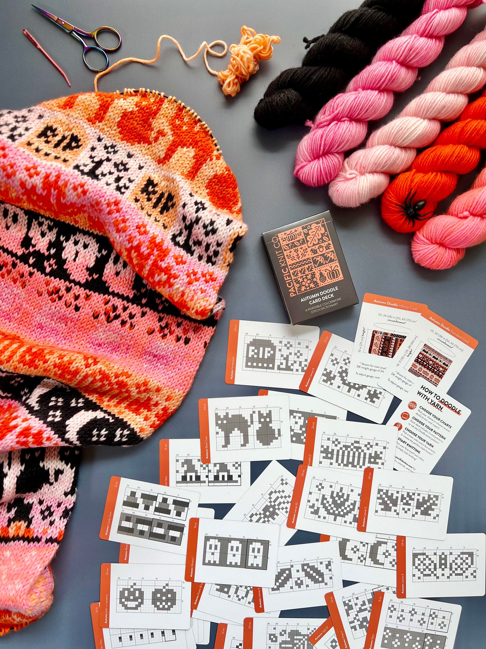 Knit Pattern Card Louie & Lola Yarns - Pacific Knit Co. - Autumn Doodle Card Deck