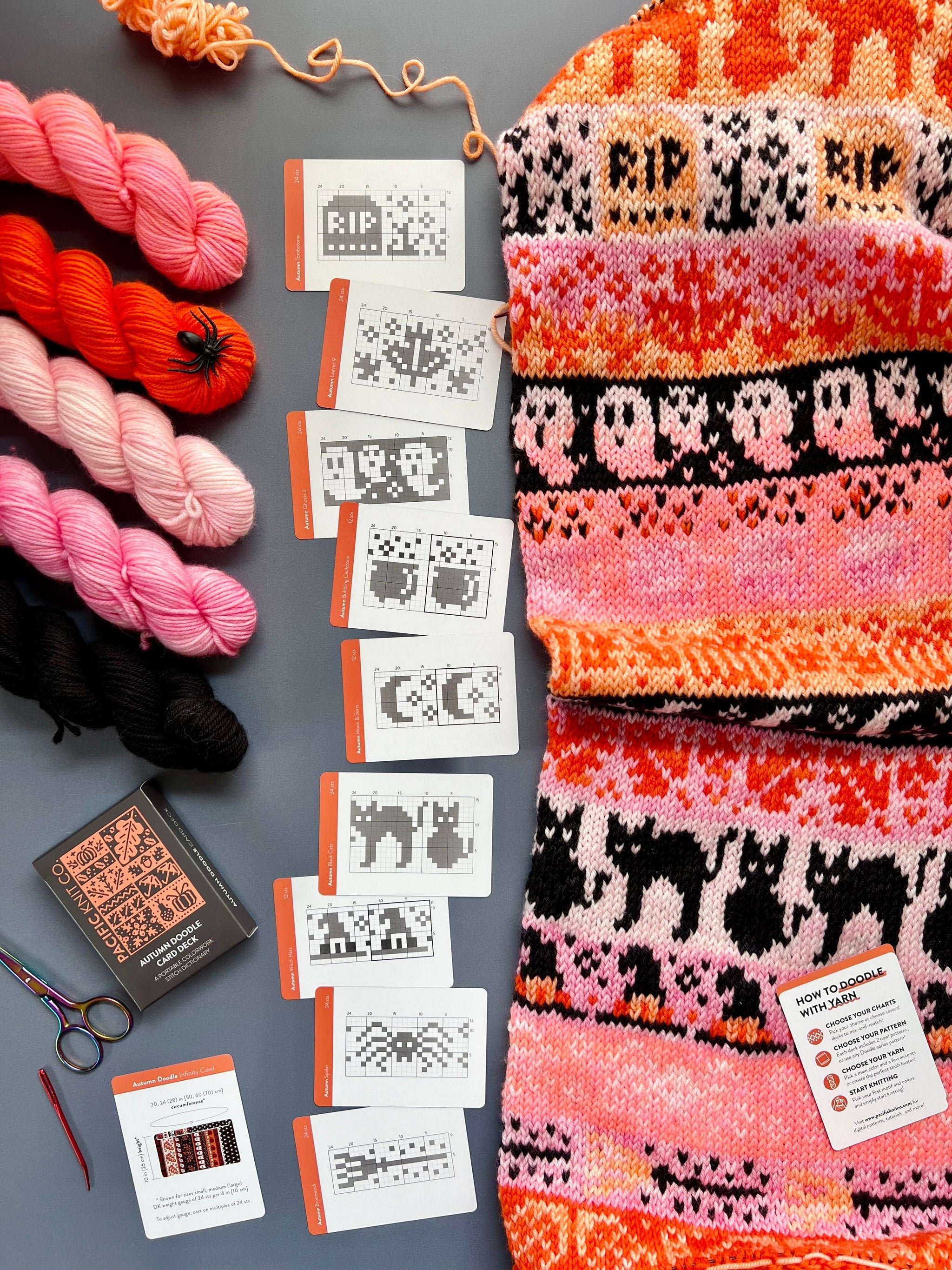 Knit Pattern Card Louie & Lola Yarns - Pacific Knit Co. - Autumn Doodle Card Deck