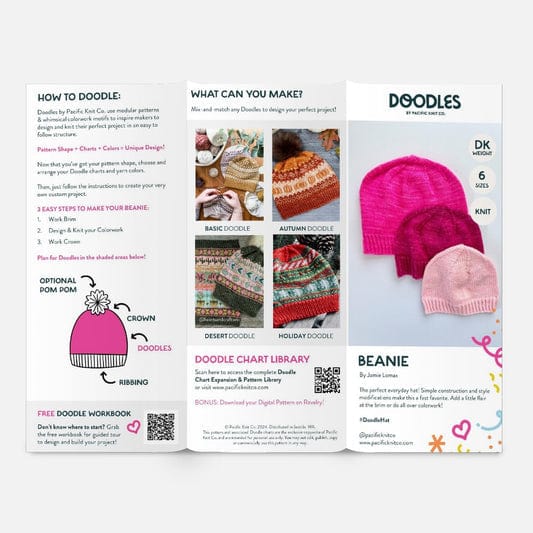 Pacific Knit Co. knitting pattern Pacific Knit Co. - Base Doodle Beanie 2 DK Brochure