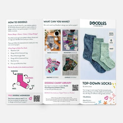 Pacific Knit Co. knitting pattern Pacific Knit Co. - Base Doodle Top Down Socks Fingering Brochure