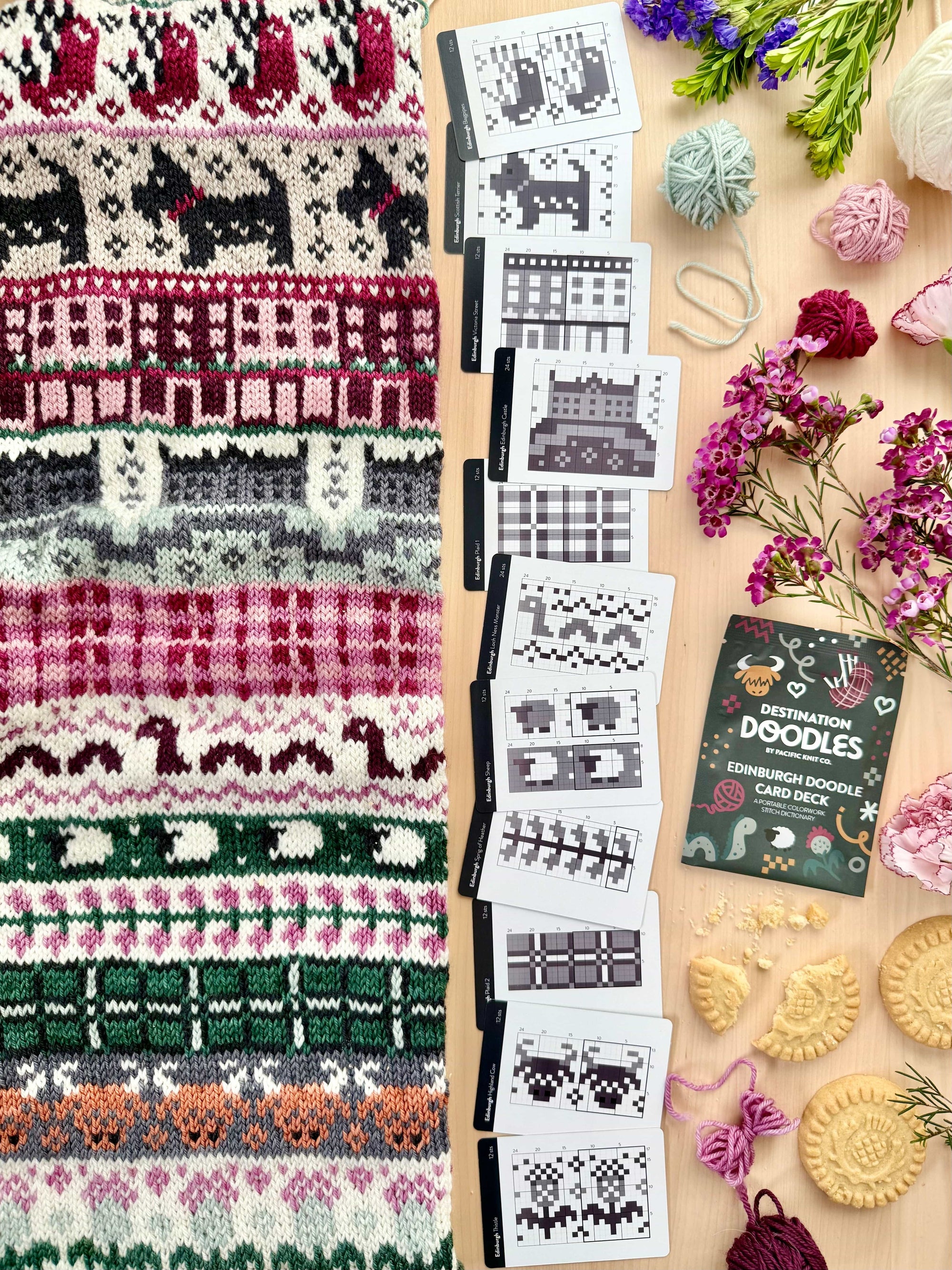 Pacific Knit Co. knitting pattern Pacific Knit Co. - Edinburgh Destination Doodle Card Deck (Foil Pack) PRE-ORDER