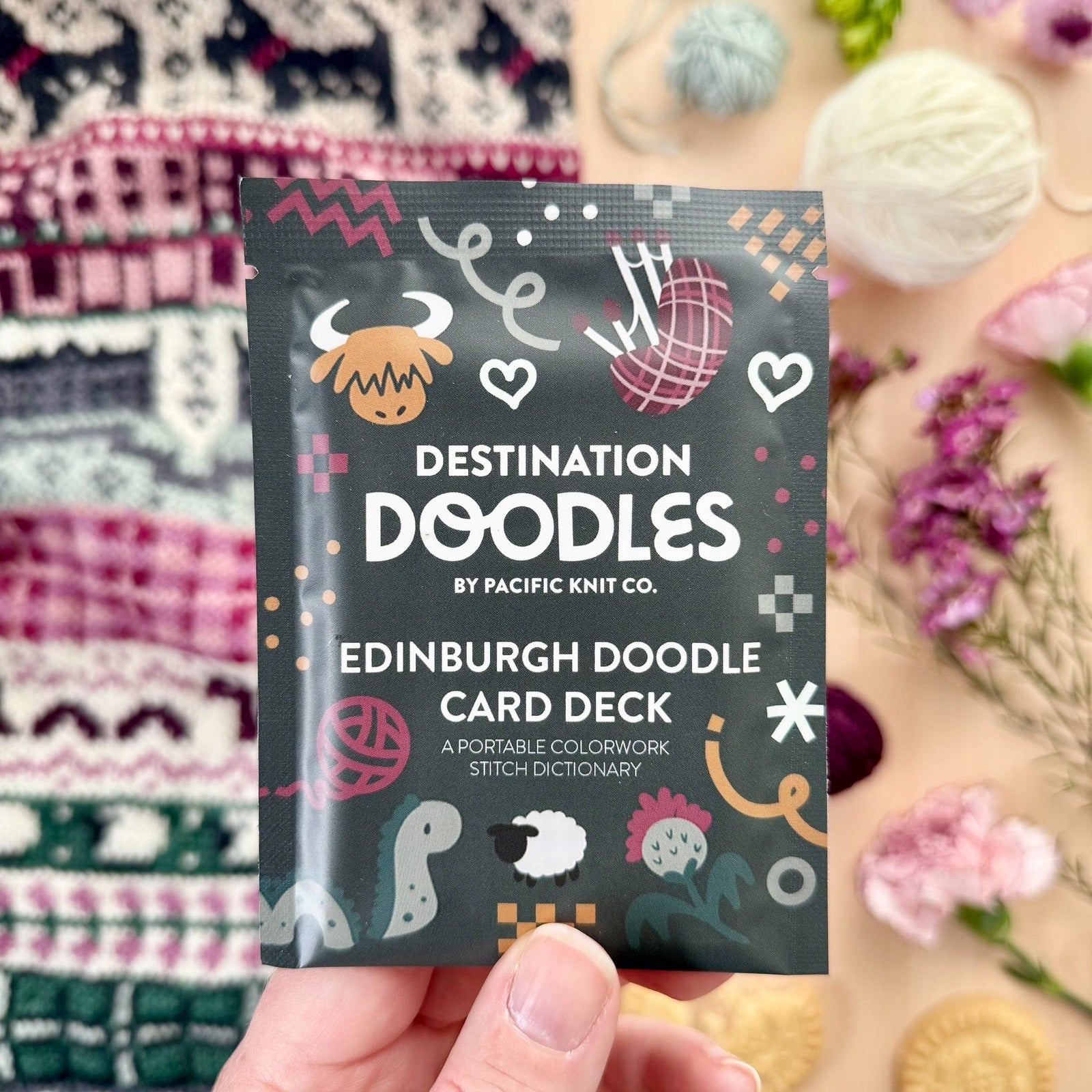 Pacific Knit Co. knitting pattern Pacific Knit Co. - Edinburgh Destination Doodle Card Deck (Foil Pack) PRE-ORDER