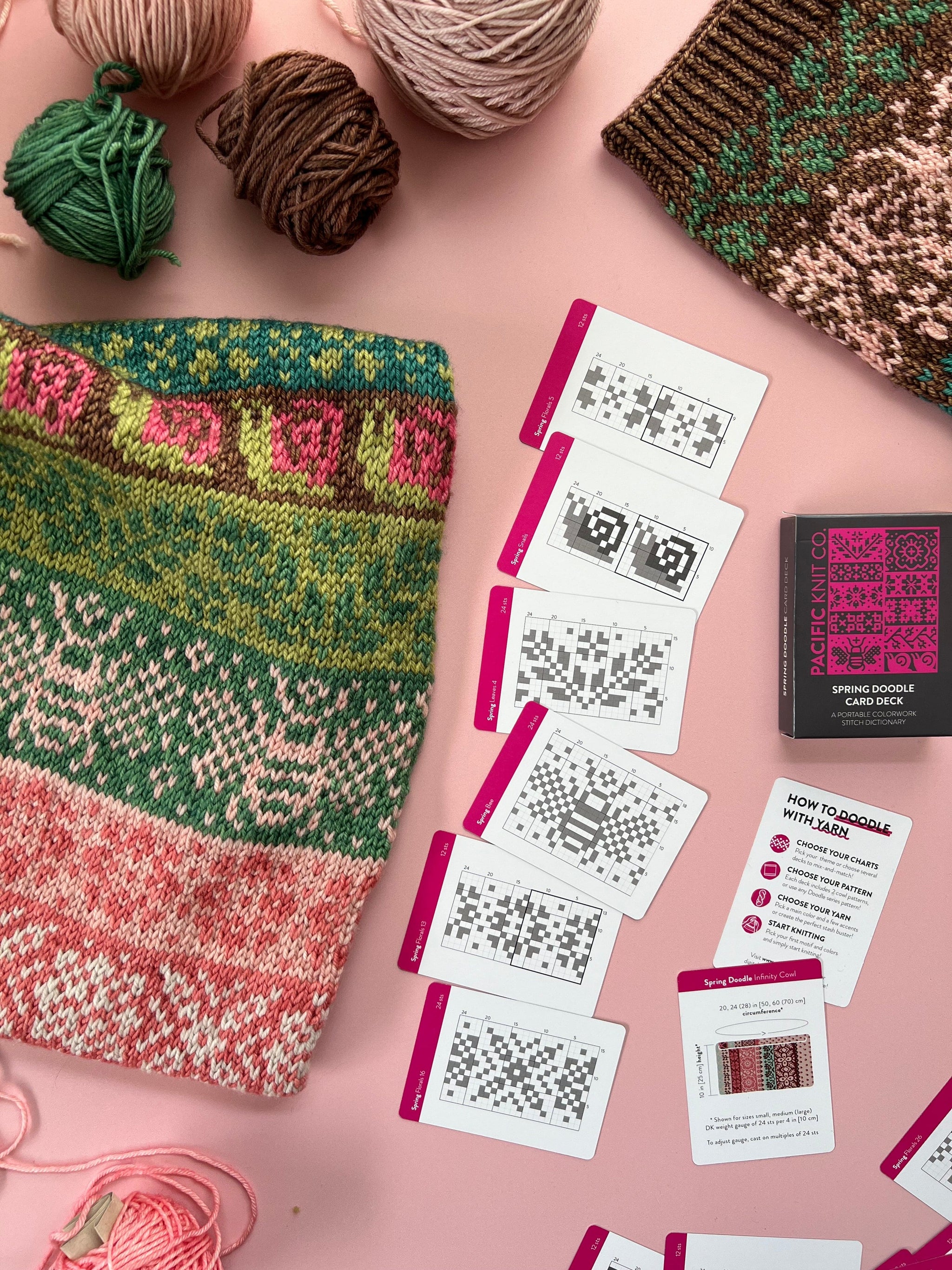 Card Knit Pattern Louie & Lola Yarns - Pacific Knit Co. - Spring Doodle Card Deck