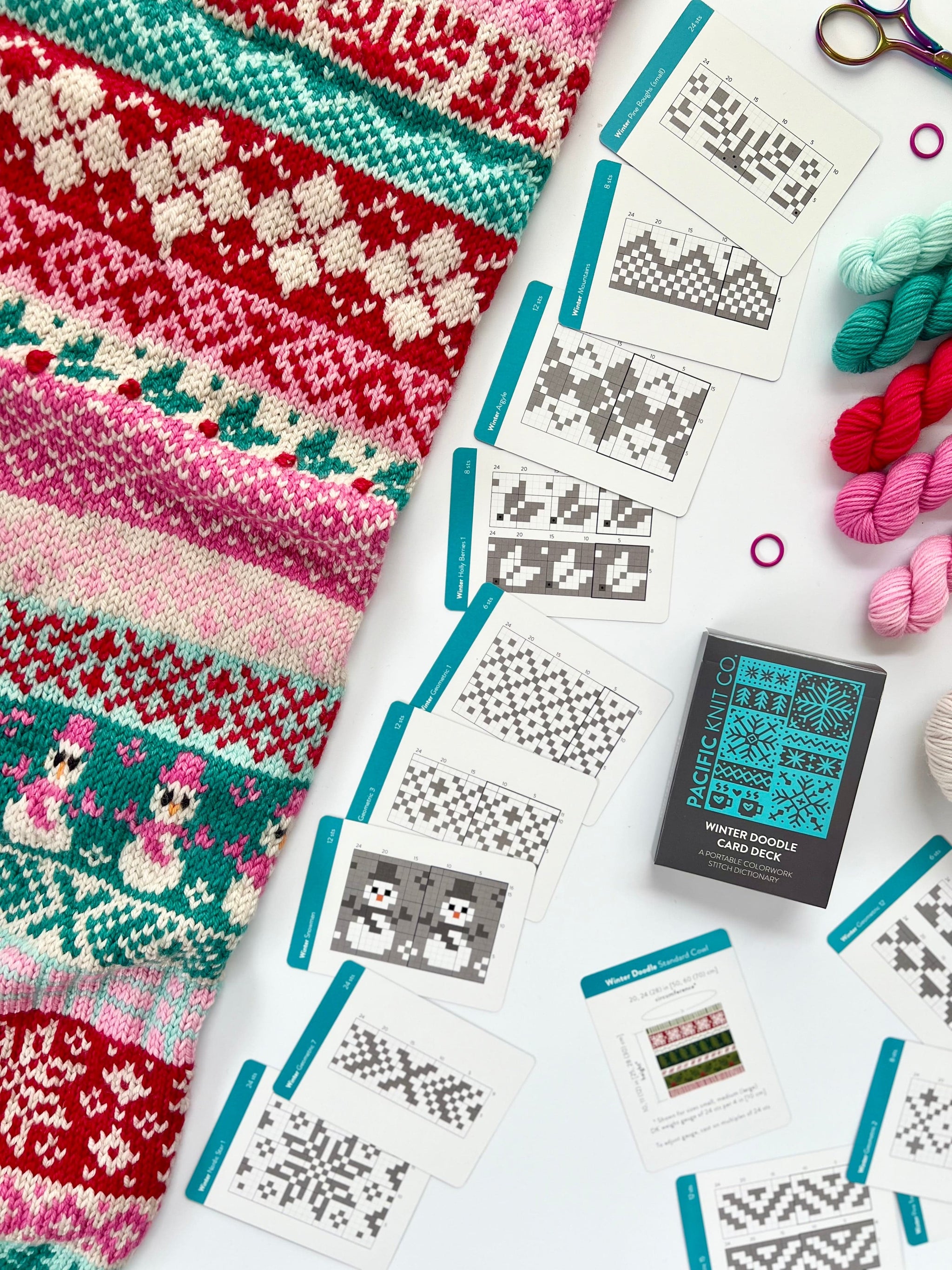 Knit Pattern Card Louie & Lola Yarns - Pacific Knit Co. - Winter Doodle Card Deck