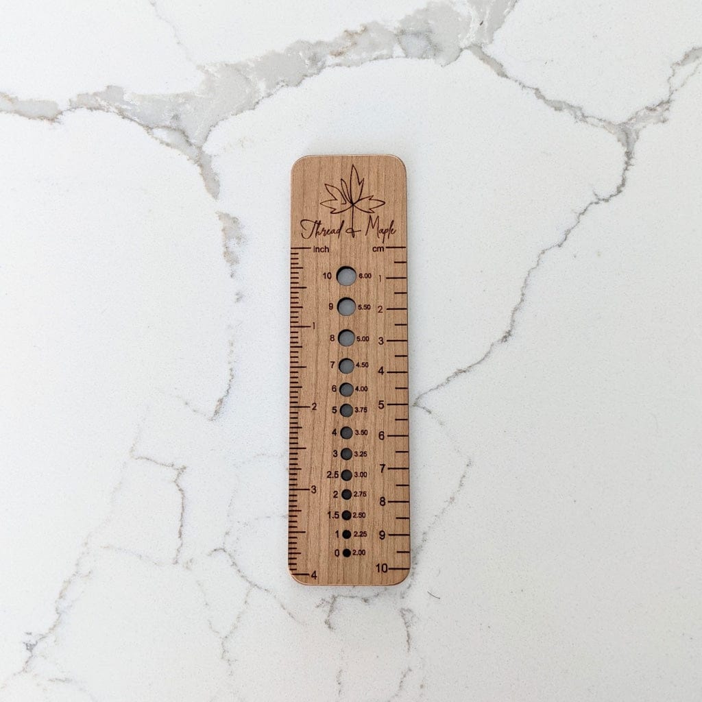 Thread & Maple Thread & Maple - Cherry Wood 4" Needle Gauge Ruler